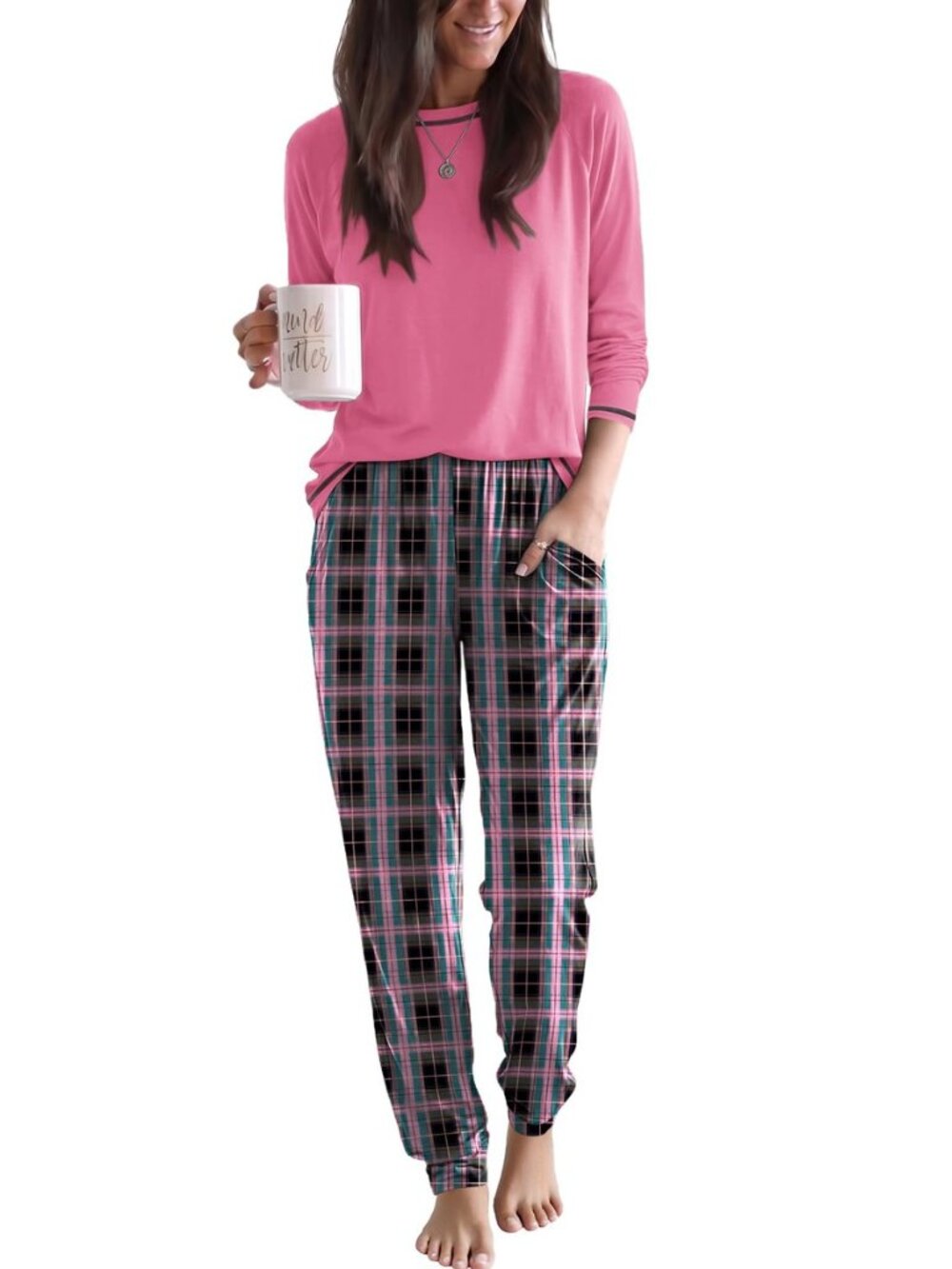 Women Pajama Set Jogger Sleepwear Long Lounge Set with Pocket